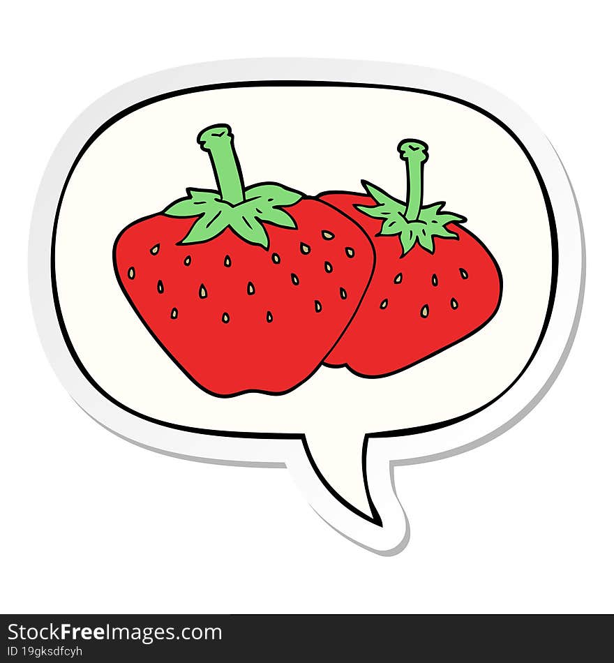 cartoon strawberry with speech bubble sticker