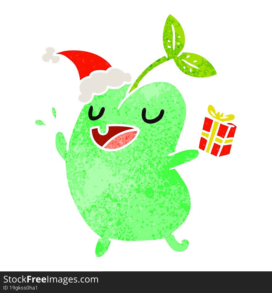 christmas retro cartoon of kawaii seed