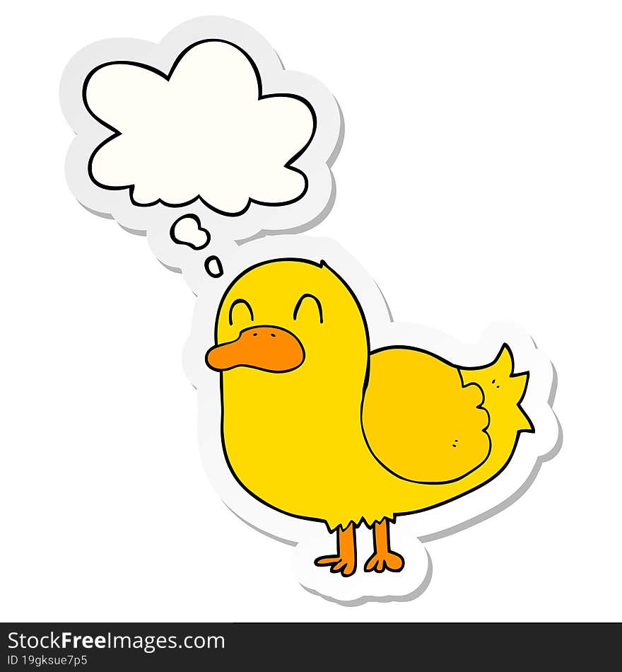 cartoon duck and thought bubble as a printed sticker