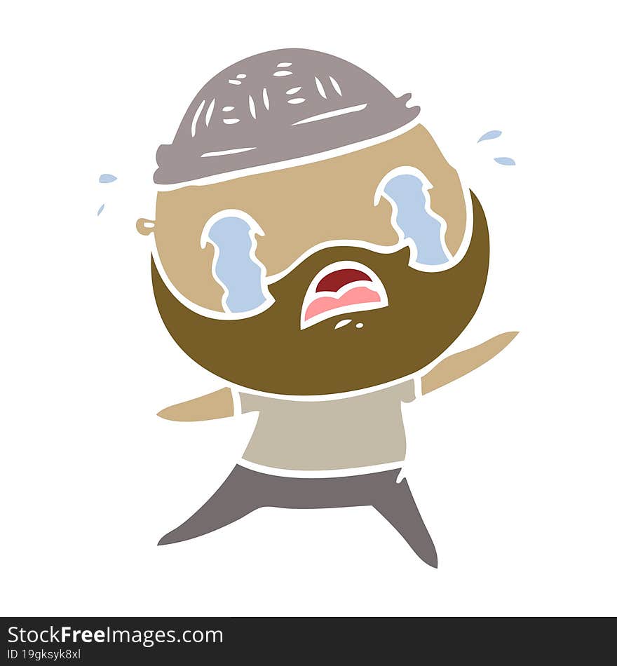 flat color style cartoon bearded man crying