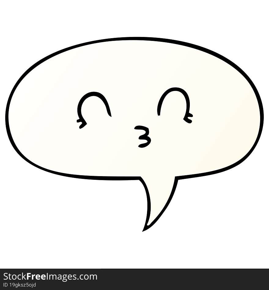 happy cartoon face with speech bubble in smooth gradient style