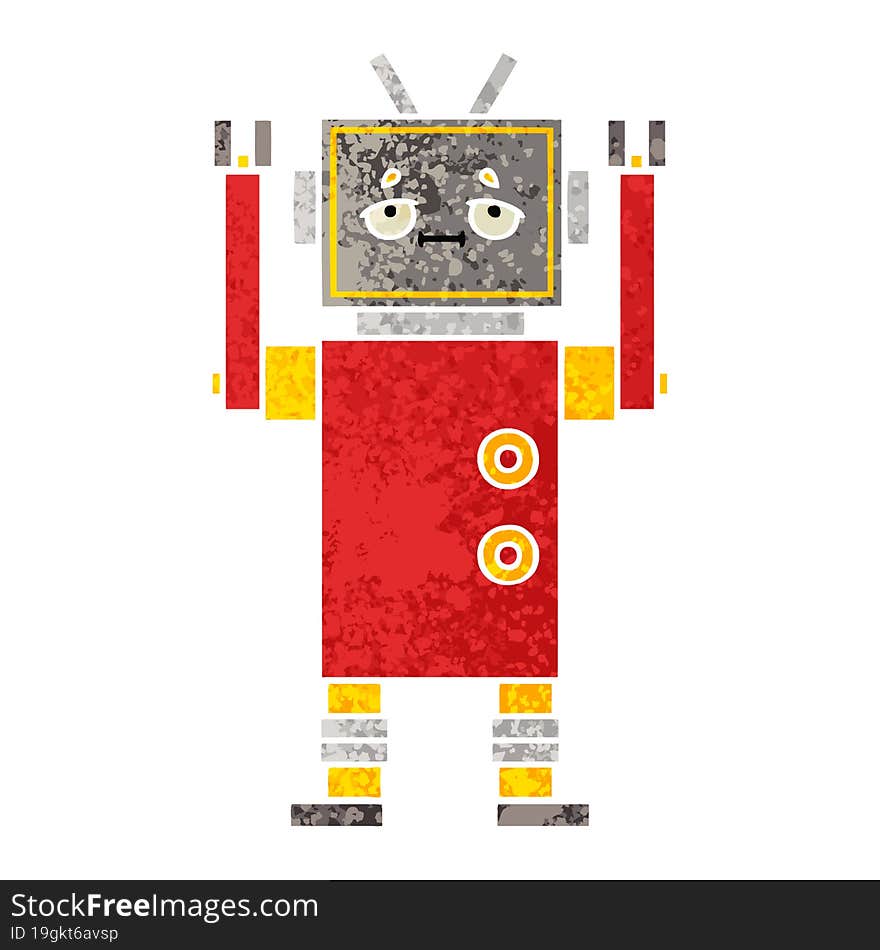 Retro Illustration Style Cartoon Robot