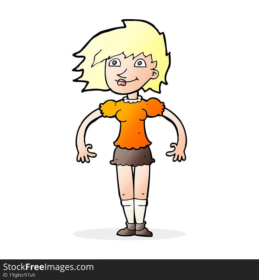 cartoon happy woman