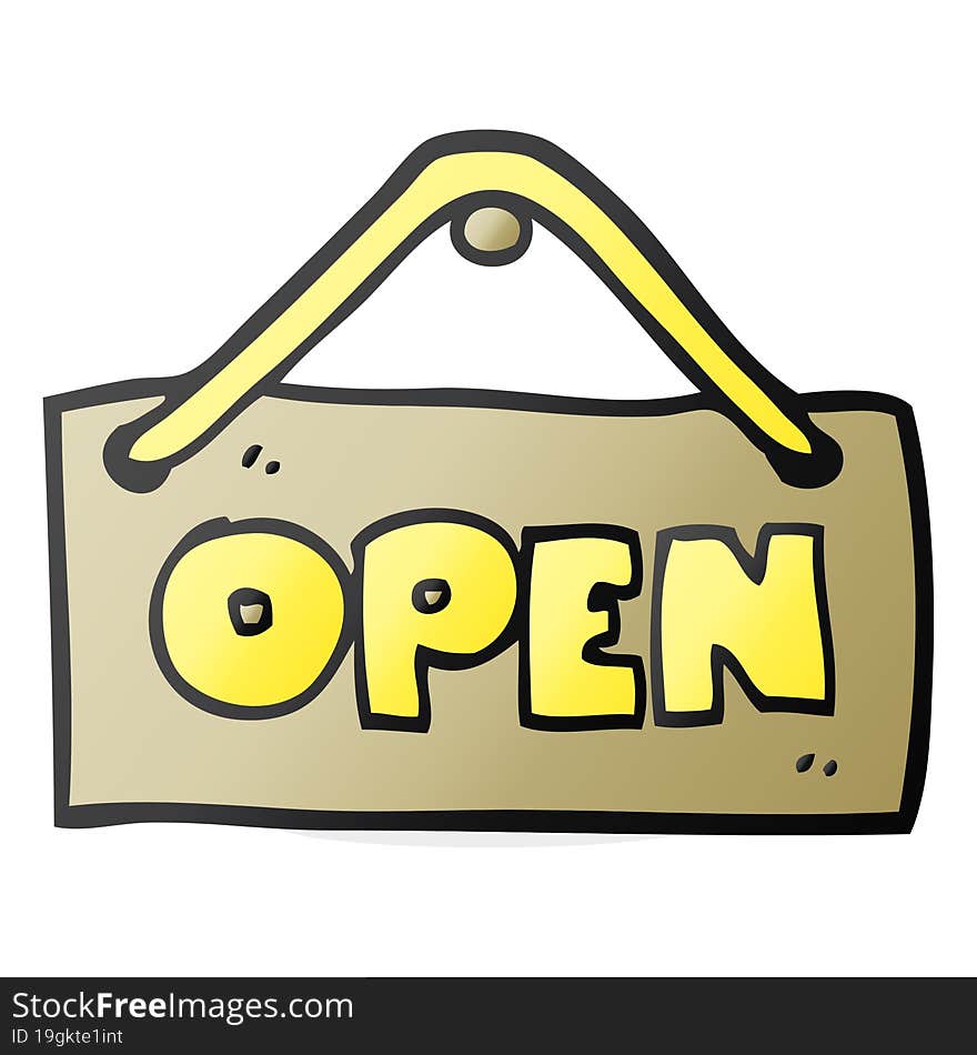 Cartoon Open Shop Sign