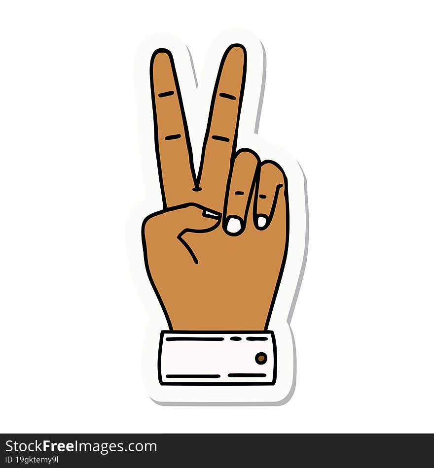 peace symbol two finger hand gesture sticker