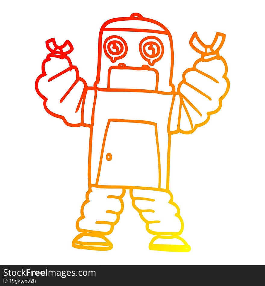 Warm Gradient Line Drawing Cartoon Robot