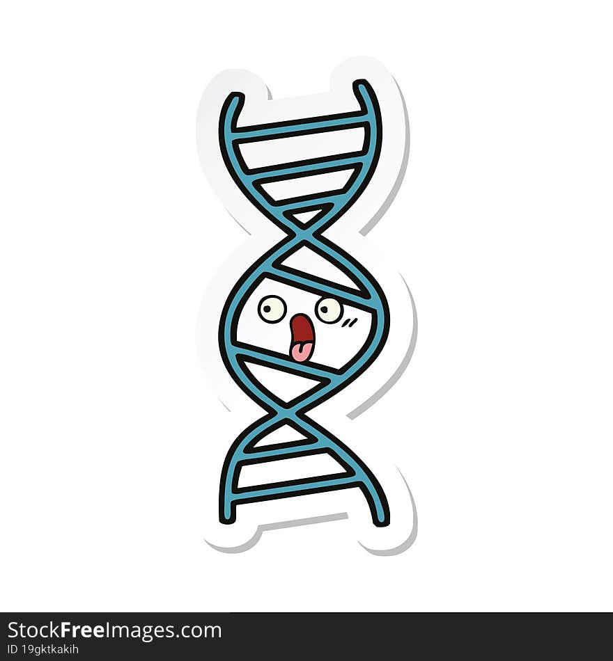 sticker of a cute cartoon DNA strand