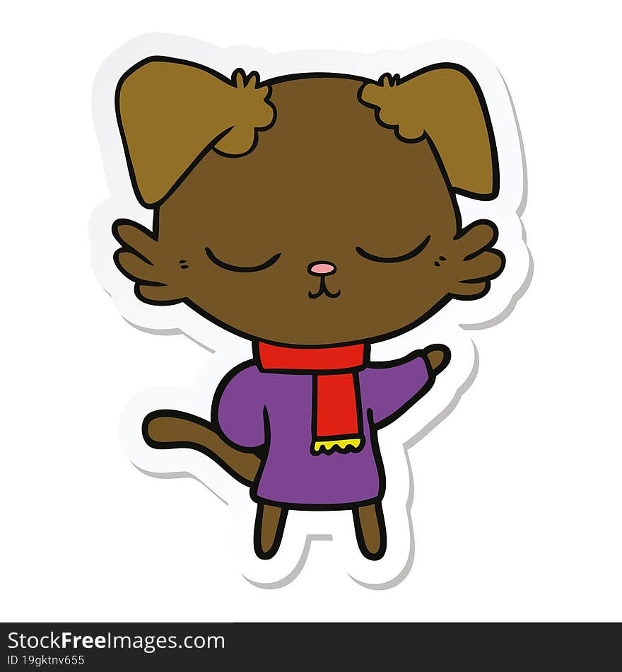 Sticker Of A Cute Cartoon Dog