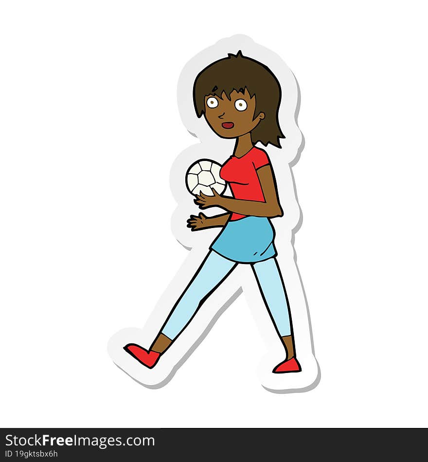 sticker of a cartoon soccer girl