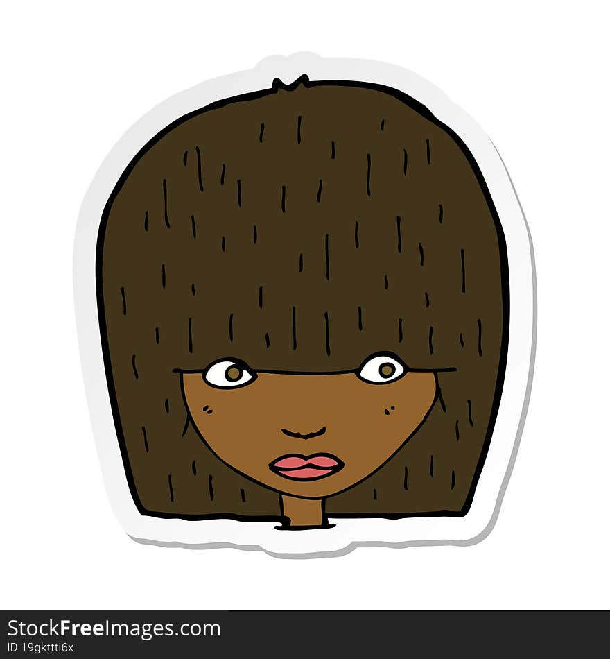 sticker of a cartoon staring woman