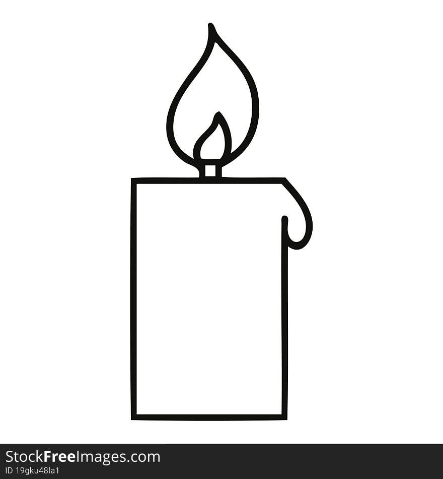 line drawing cartoon lit candle