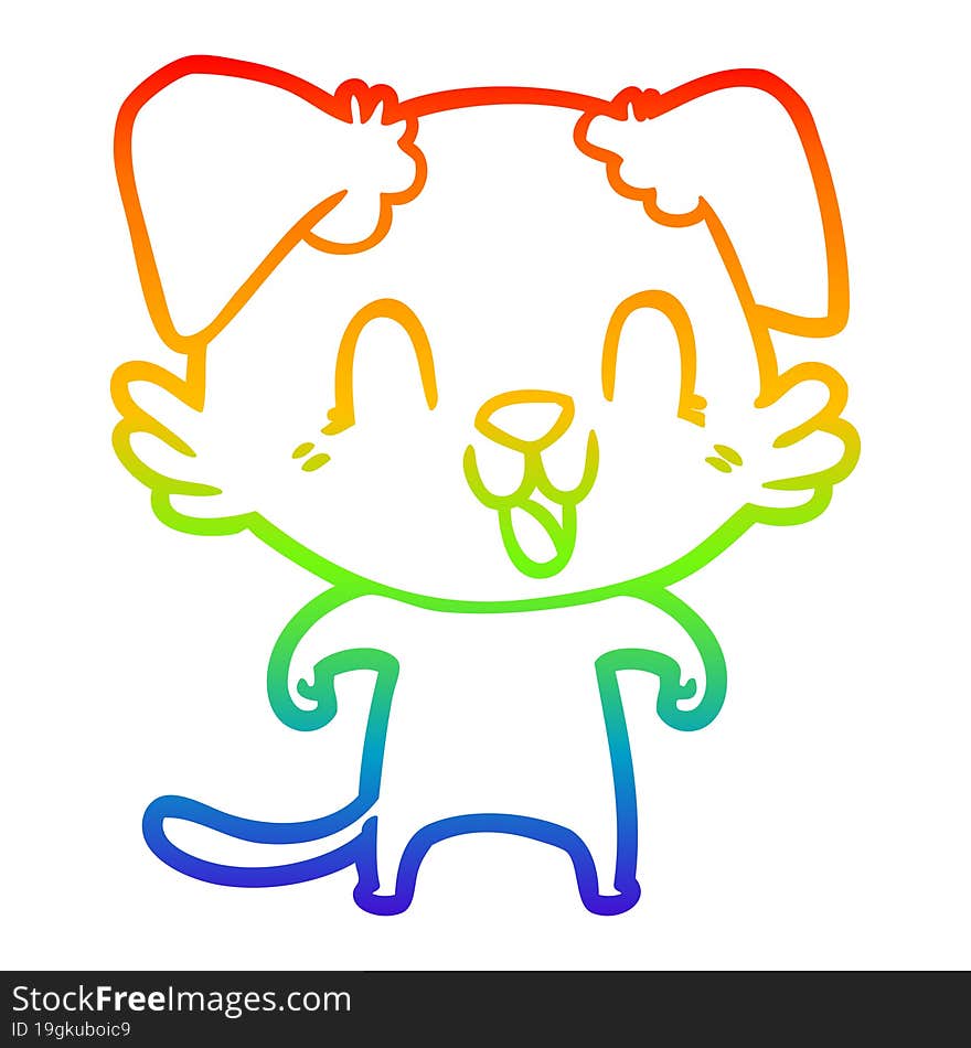 rainbow gradient line drawing laughing cartoon dog