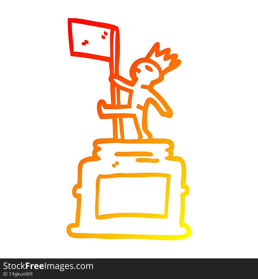 Warm Gradient Line Drawing Cartoon Monument Statue