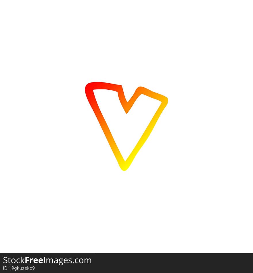 Warm Gradient Line Drawing Cartoon Letter;v