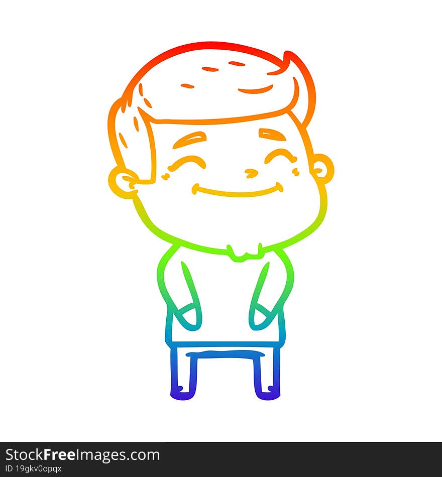 rainbow gradient line drawing happy cartoon man