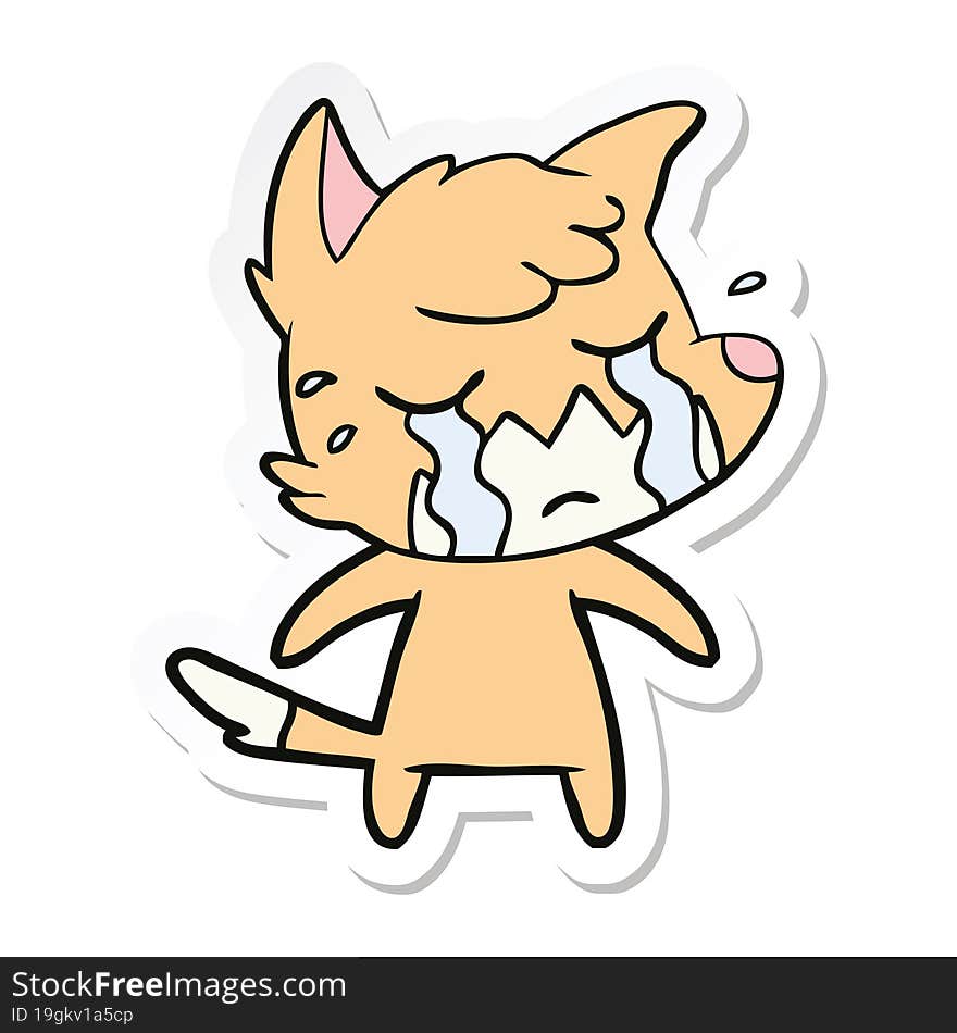 Sticker Of A Crying Fox Cartoon