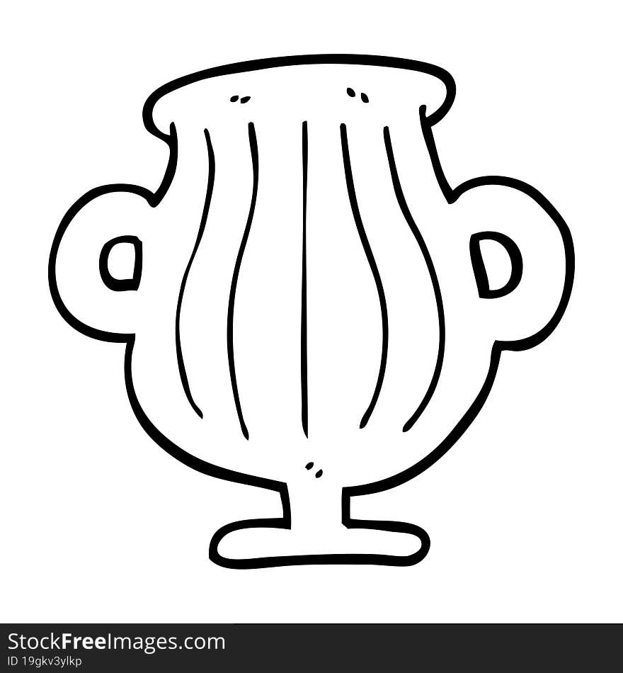 black and white cartoon of a golden vase