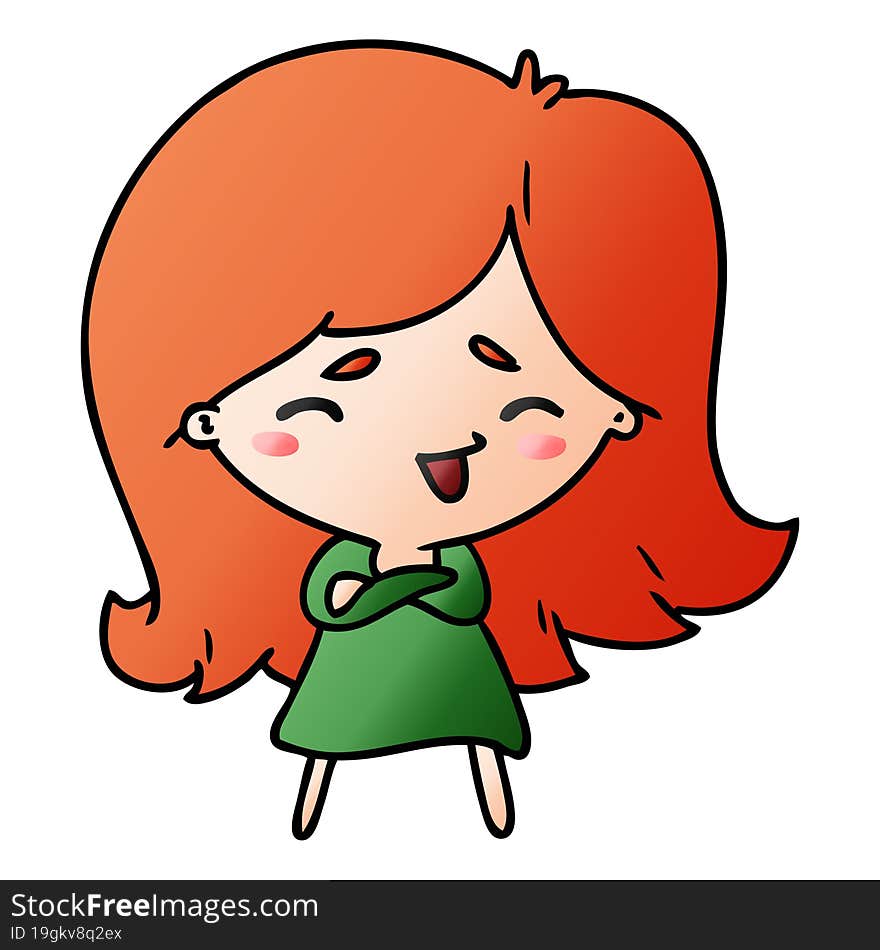 gradient cartoon of a cute kawaii girl