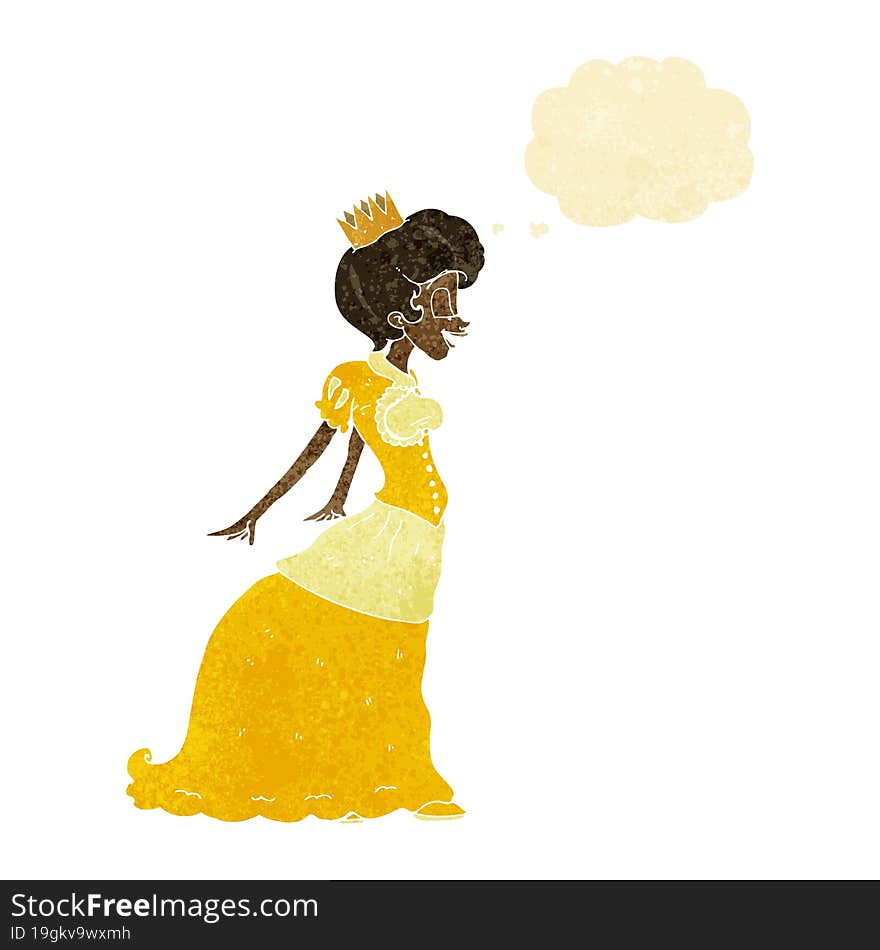 cartoon princess with thought bubble