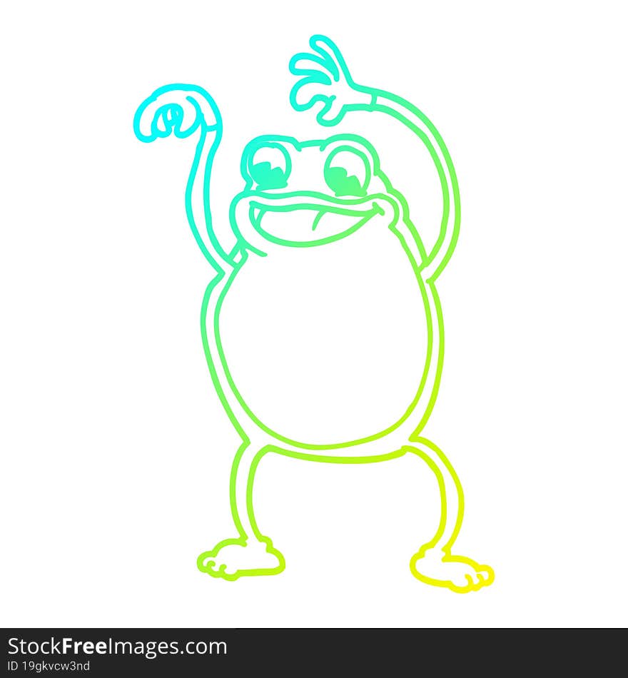 cold gradient line drawing of a cartoon frog