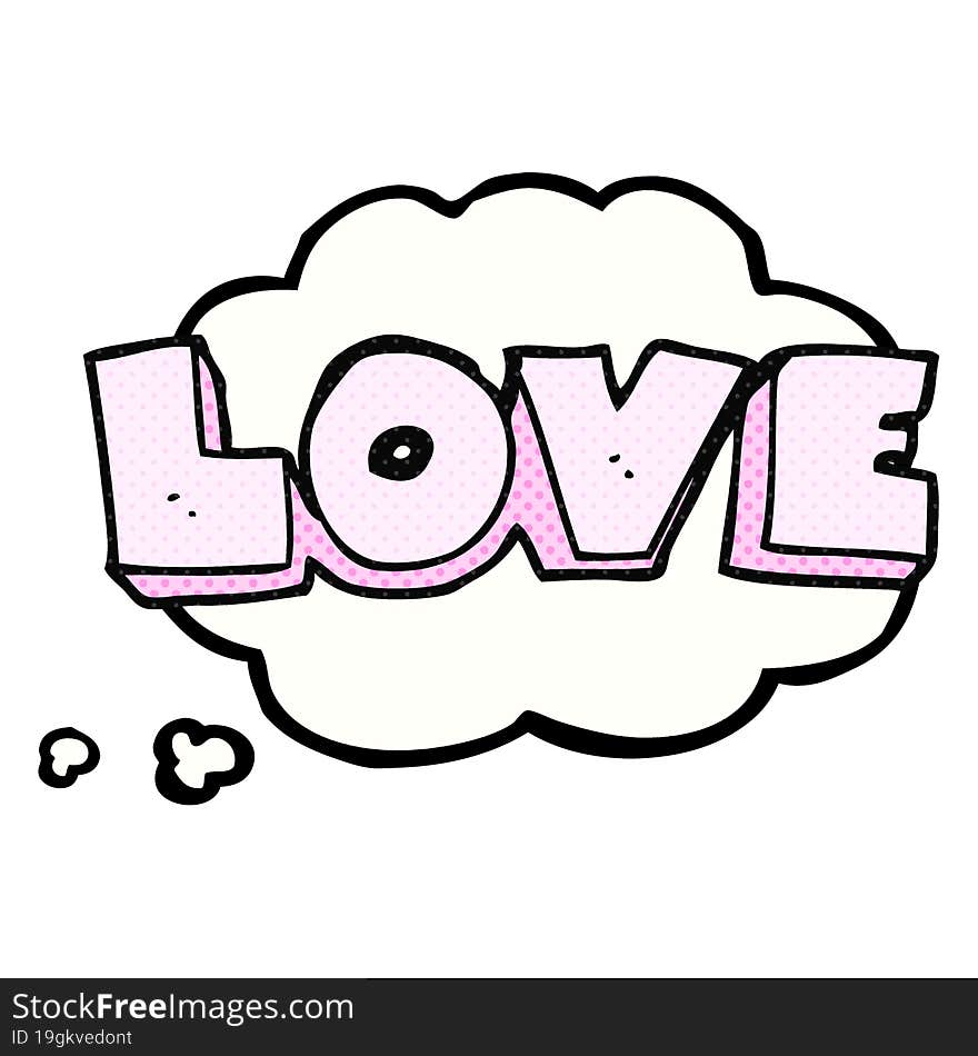 thought bubble cartoon word love