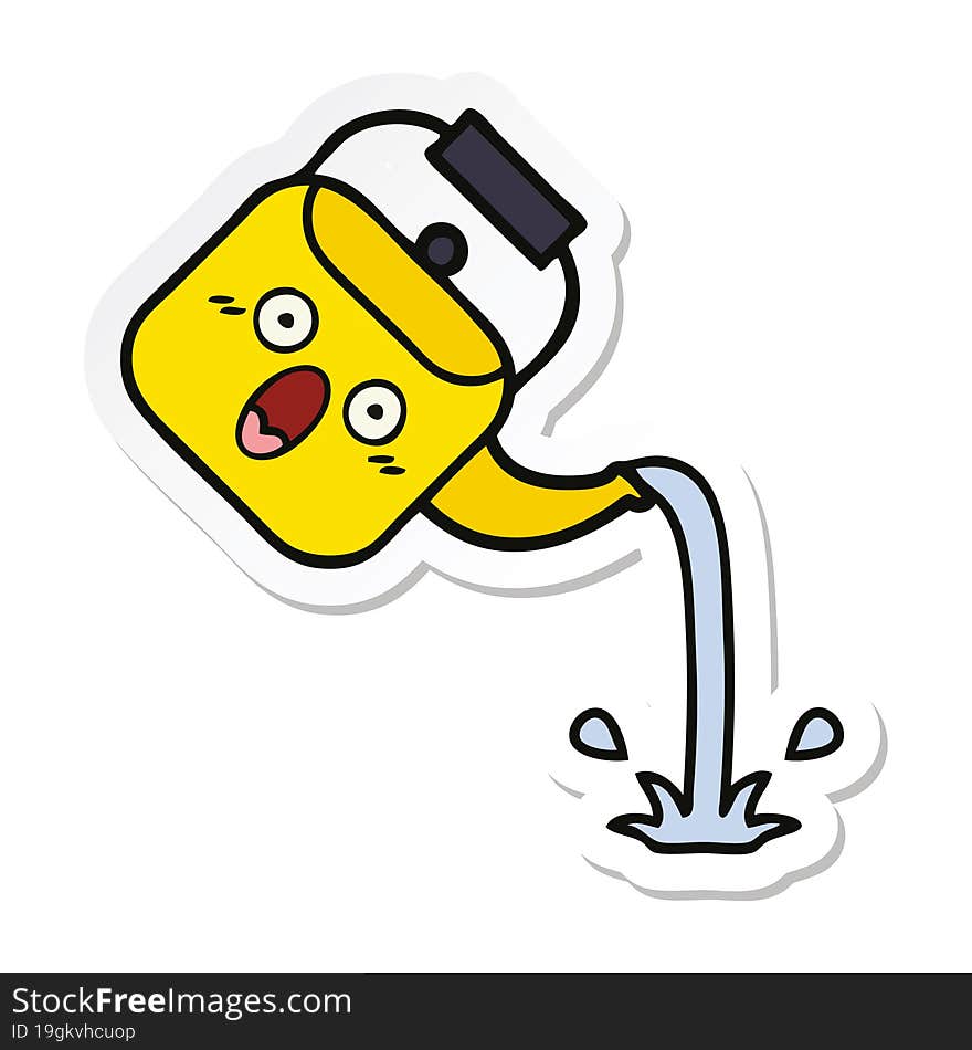 sticker of a cute cartoon pouring kettle