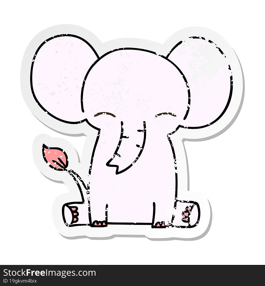 distressed sticker of a quirky hand drawn cartoon elephant