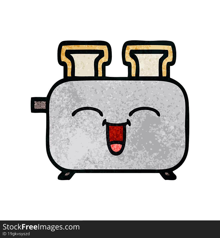 retro grunge texture cartoon of a toaster