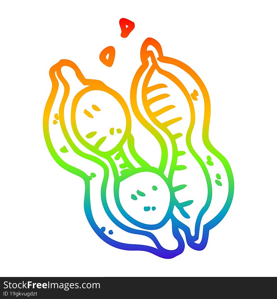 rainbow gradient line drawing of a cartoon peanuts in shell