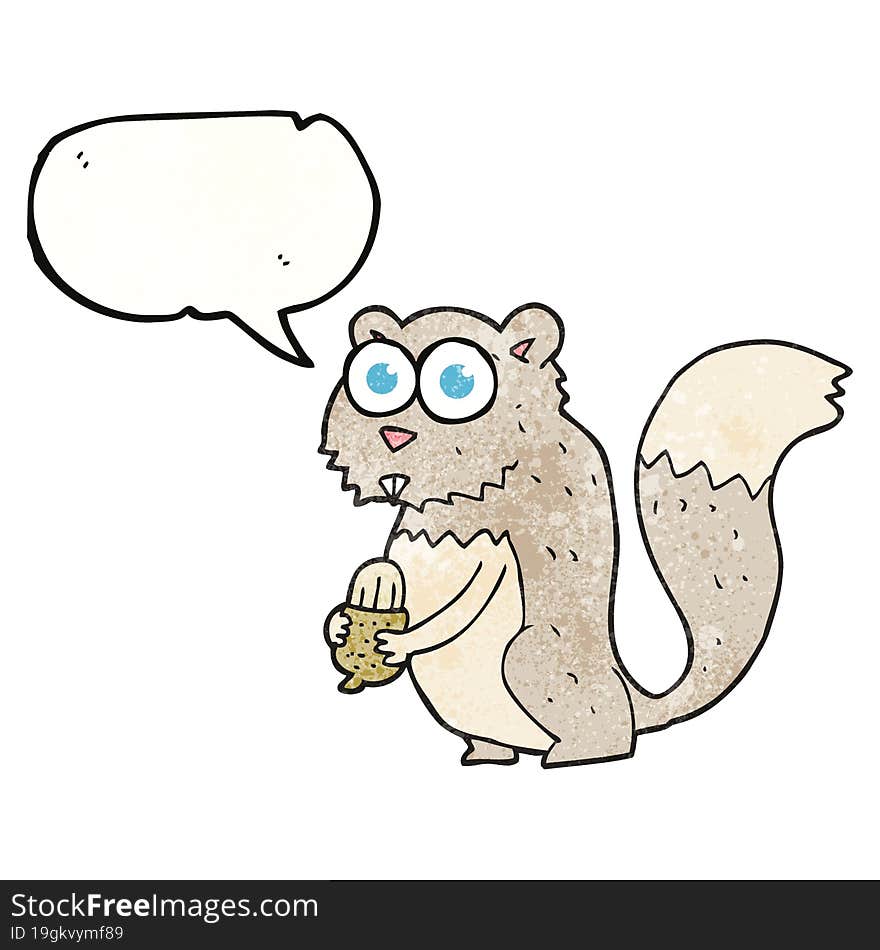 texture speech bubble cartoon angry squirrel with nut