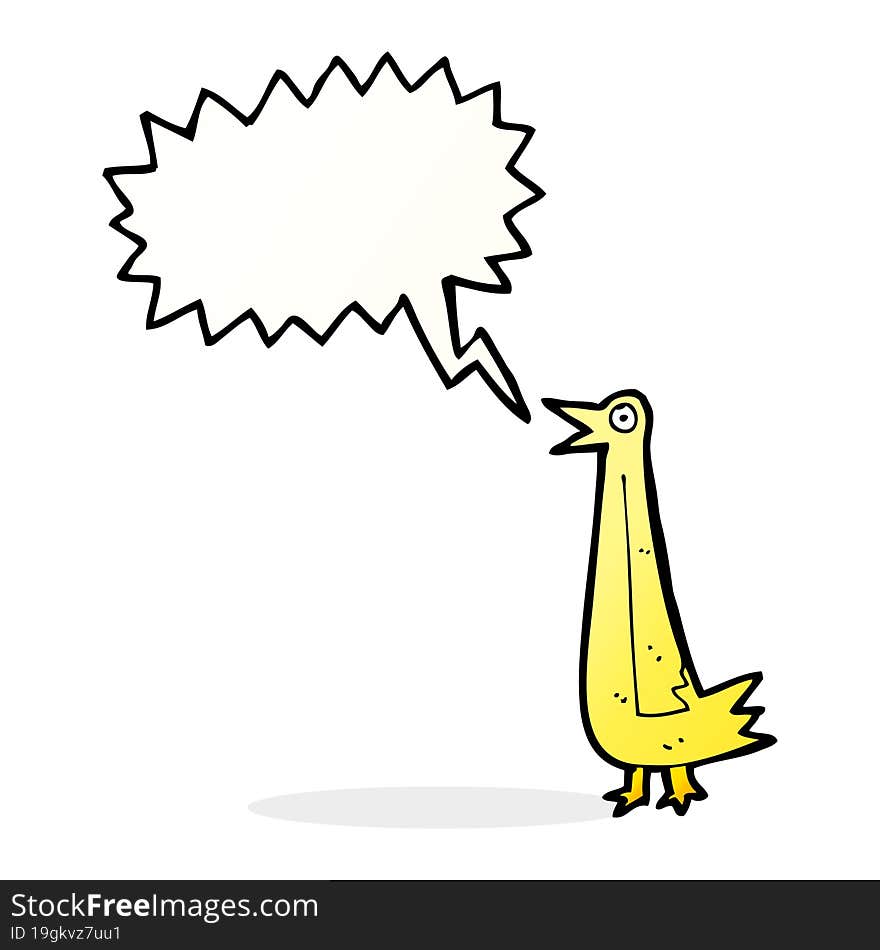 Funny Cartoon Bird With Speech Bubble