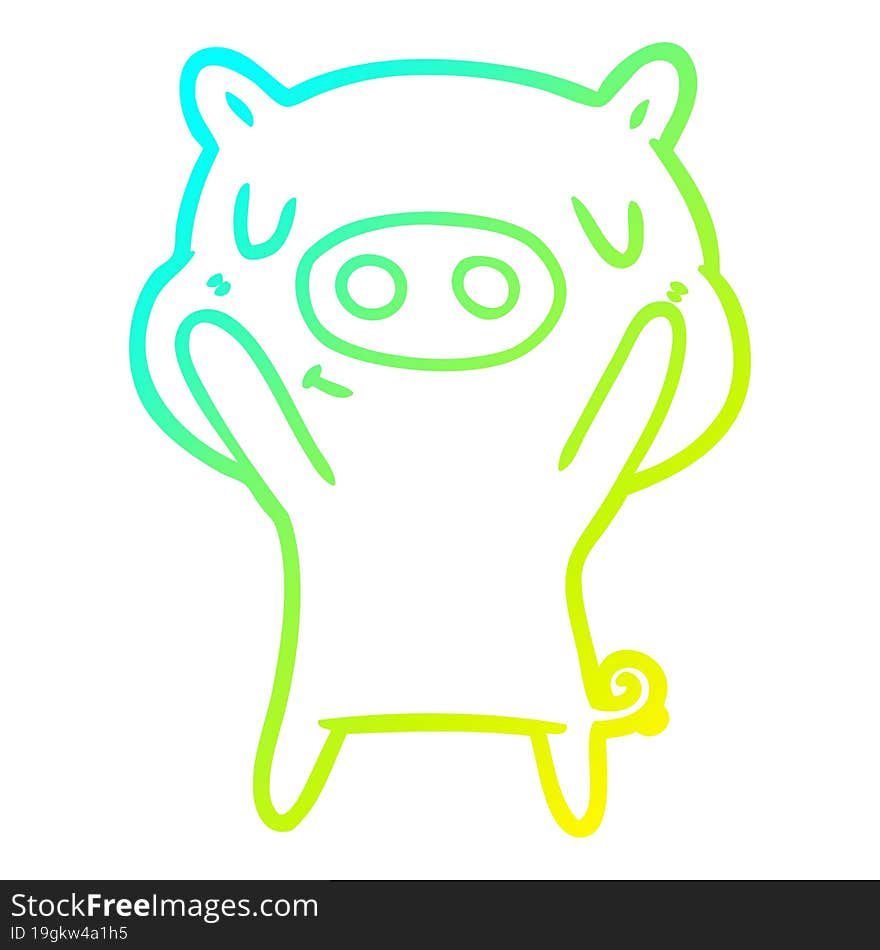 cold gradient line drawing cartoon content pig