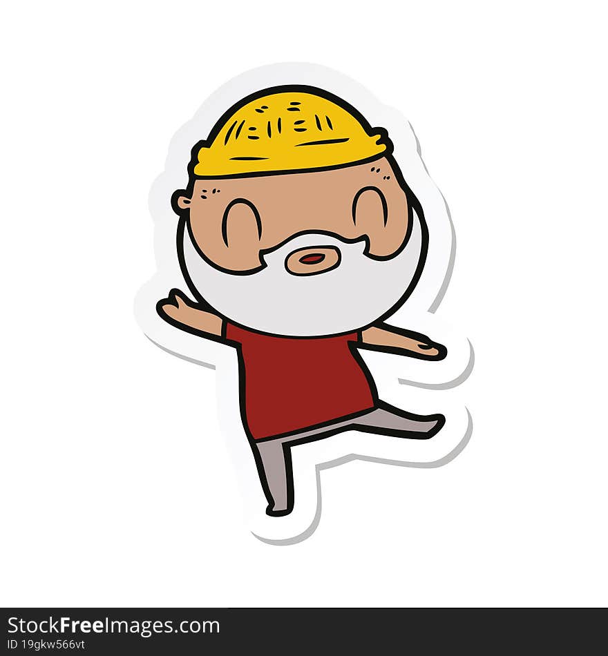 sticker of a cartoon bearded man