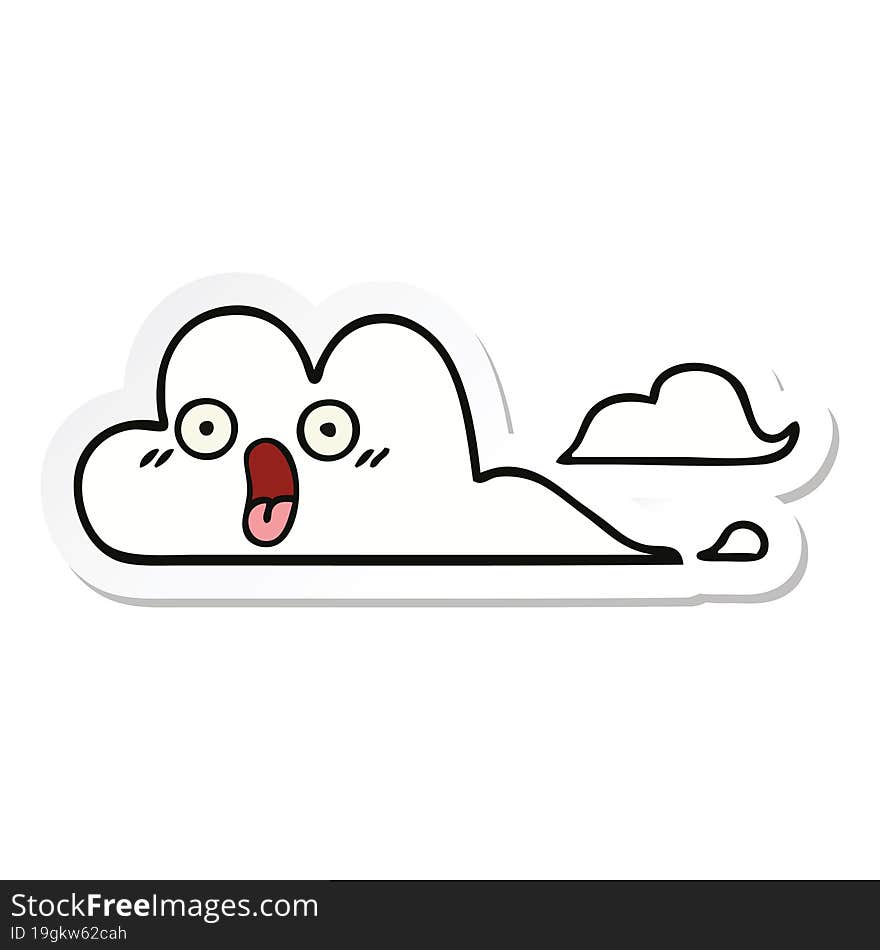 sticker of a cute cartoon white cloud