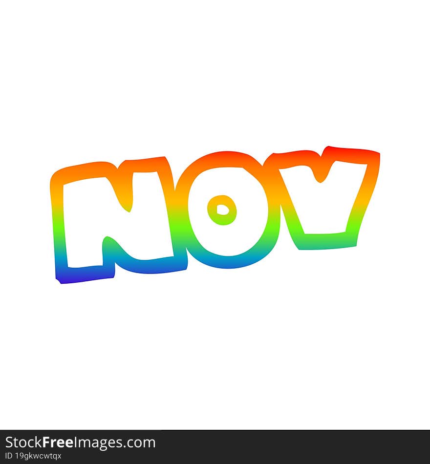 Rainbow Gradient Line Drawing Cartoon Month Of November