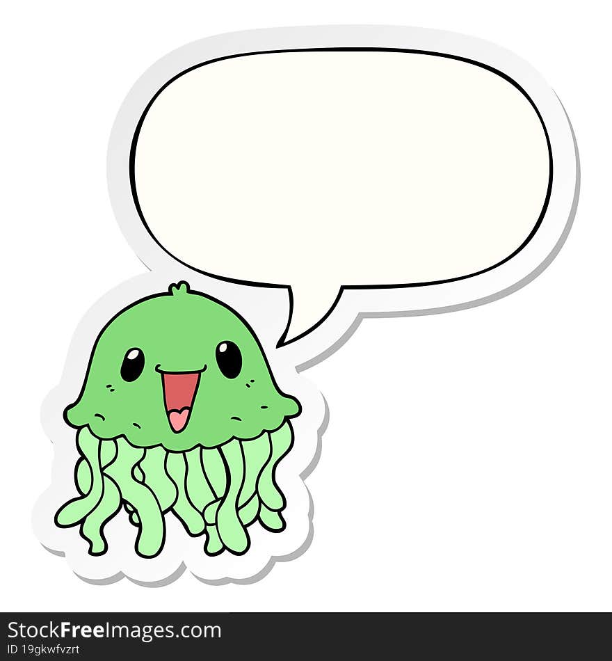 cartoon jellyfish and speech bubble sticker