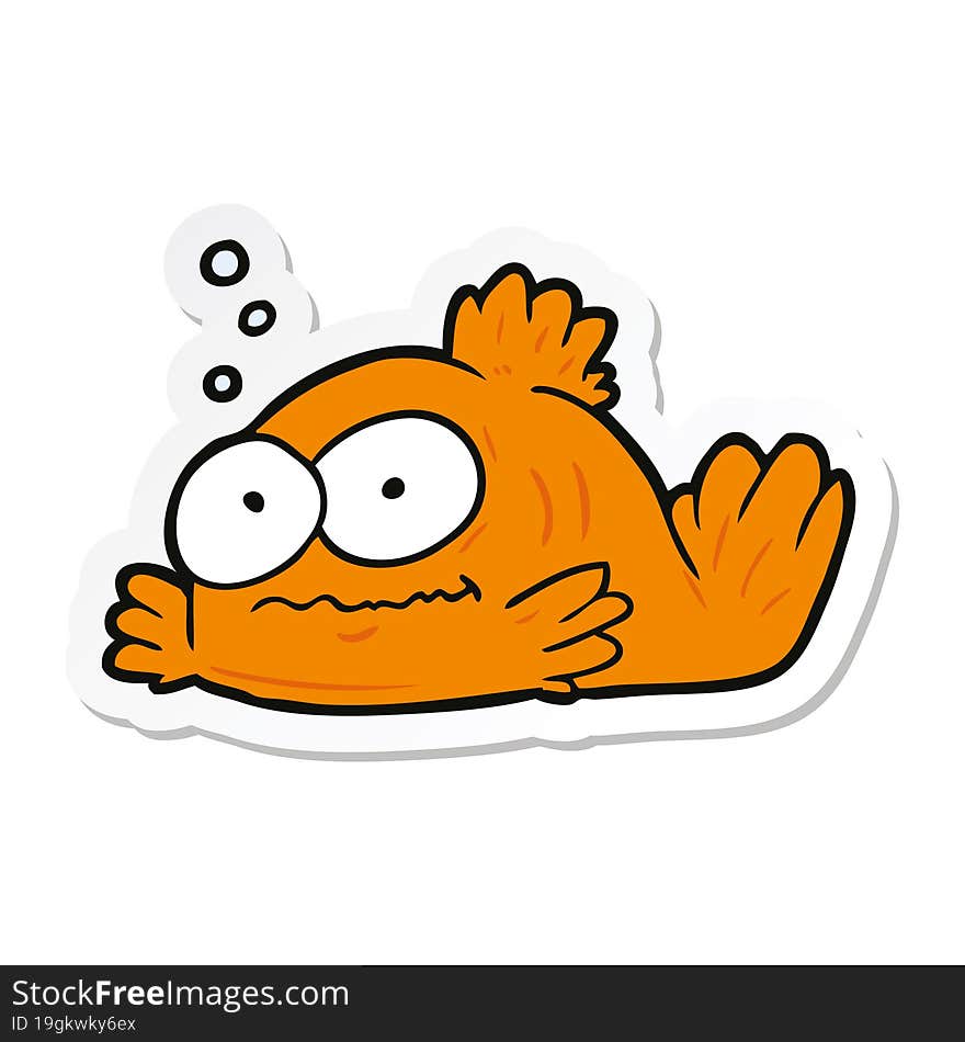 Sticker Of A Cartoon Goldfish