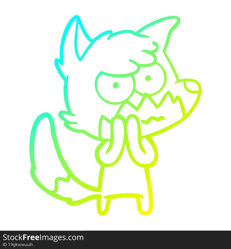 cold gradient line drawing cartoon annoyed fox