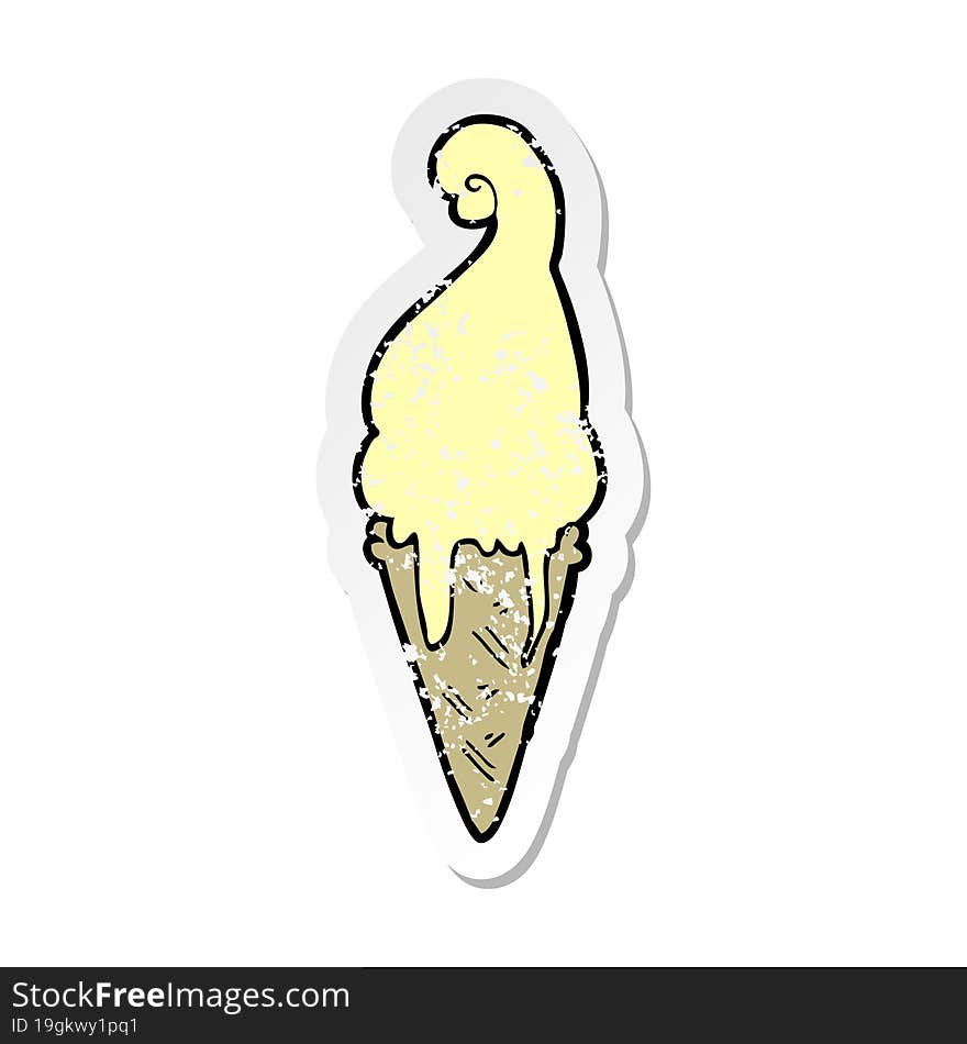 distressed sticker of a cartoon ice cream