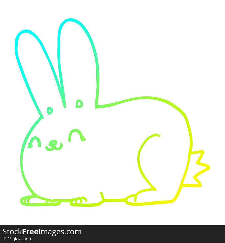 Cold Gradient Line Drawing Cartoon Rabbit