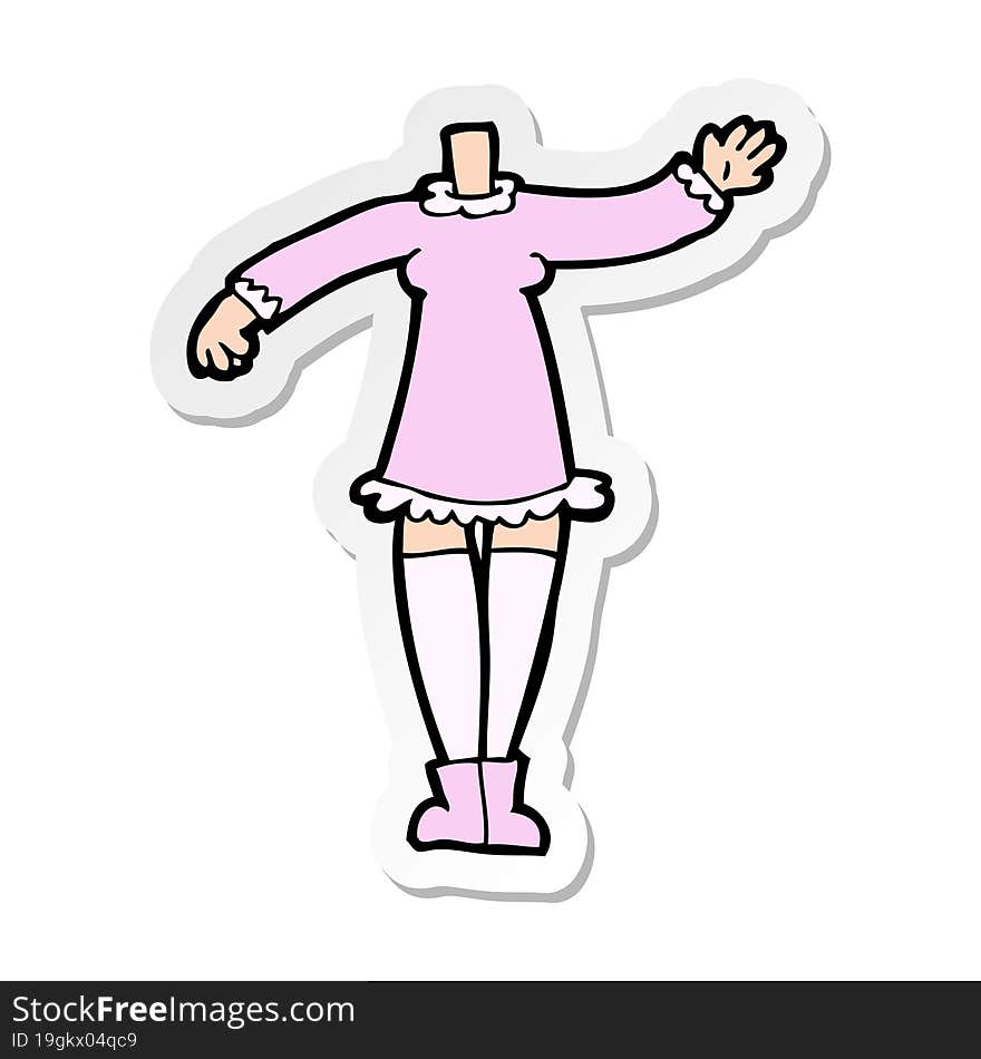 sticker of a cartoon female body