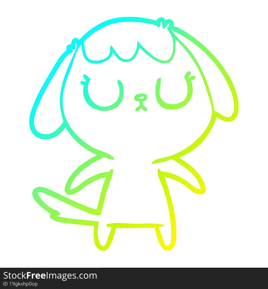 Cold Gradient Line Drawing Cute Cartoon Dog