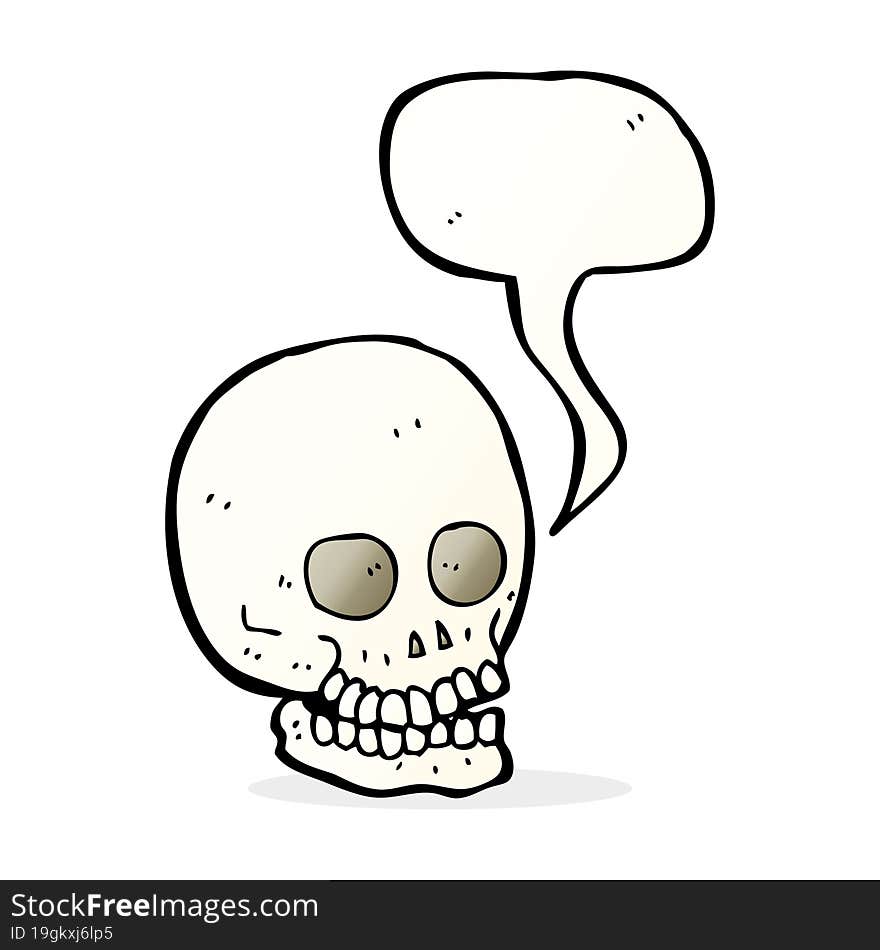 cartoon skull with speech bubble