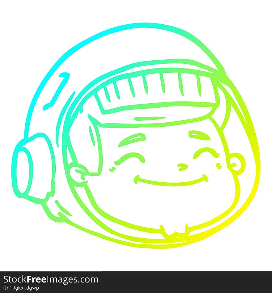 cold gradient line drawing cartoon astronaut face