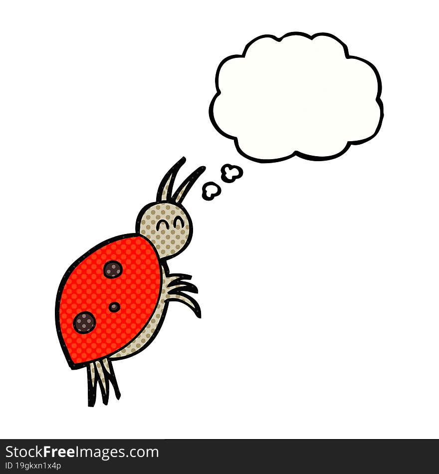 freehand drawn thought bubble cartoon ladybug