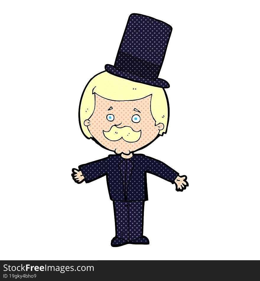 cartoon man wearing top hat