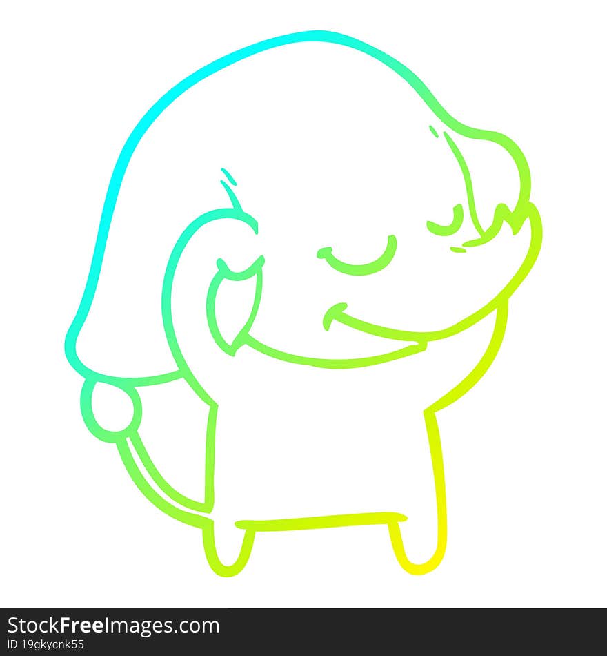 cold gradient line drawing cartoon smiling elephant