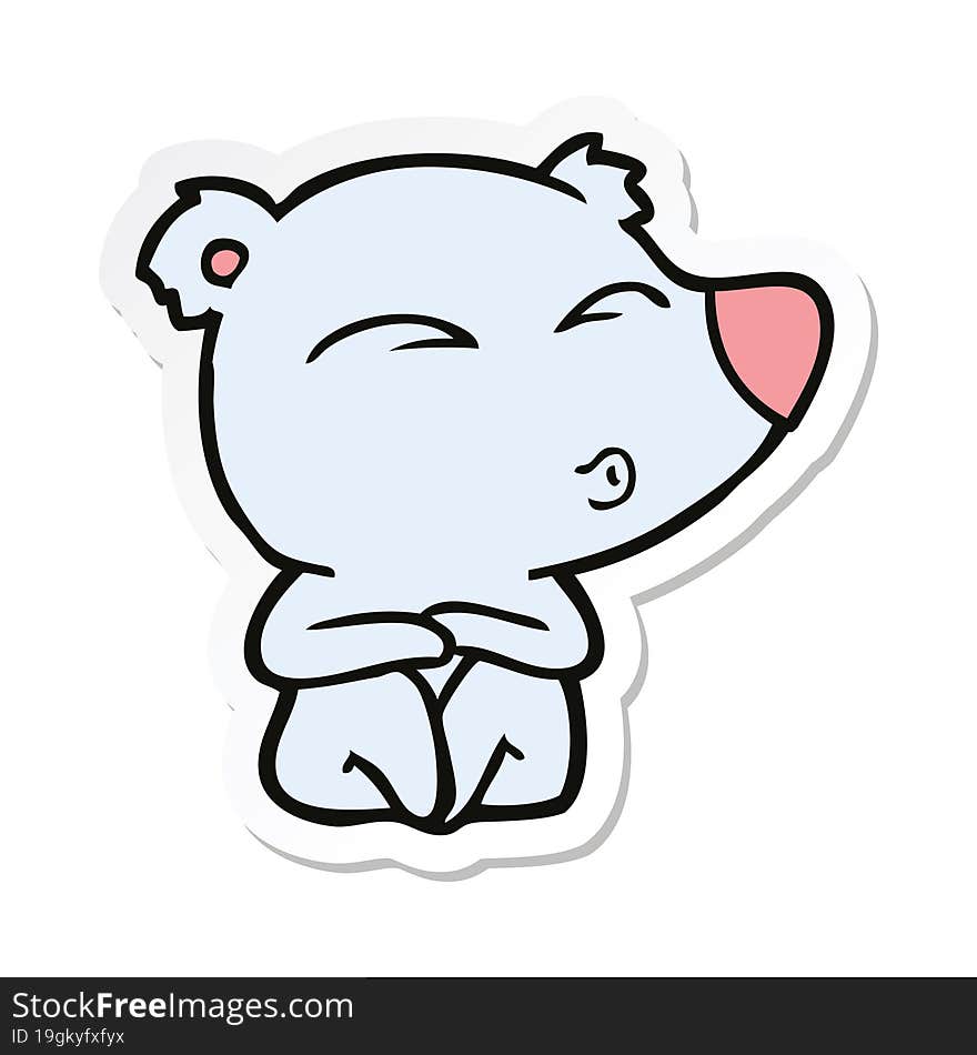 sticker of a cartoon whistling bear