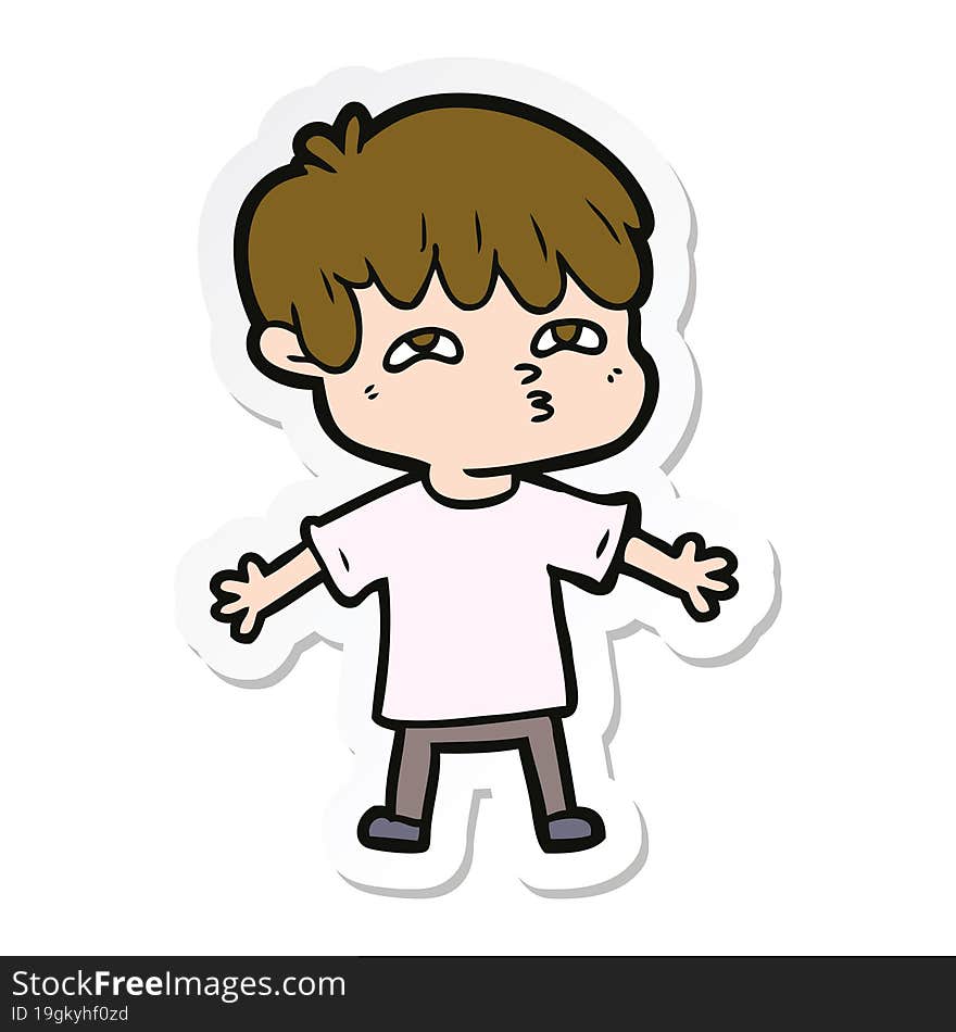 Sticker Of A Cartoon Man Confused