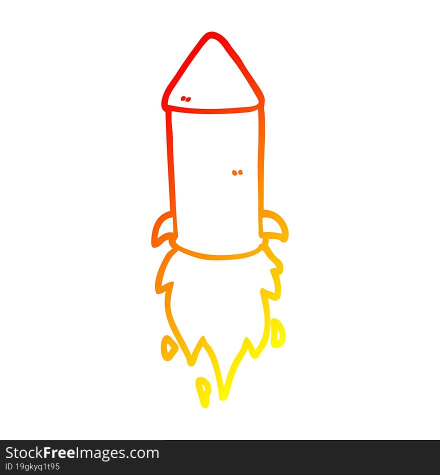 warm gradient line drawing cartoon rocket